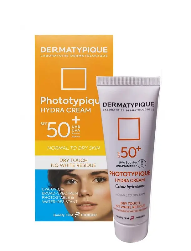 ضد افتاب بی رنگ هیدرا مناسب پوست خشک spf50 در ماتیپیک